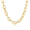 Women Trendy Women Stainless Steel Gold Plated Punk Chunky Curb Link Necklace OT Clasp Toggle Big Rectangle Oval Chain Necklace