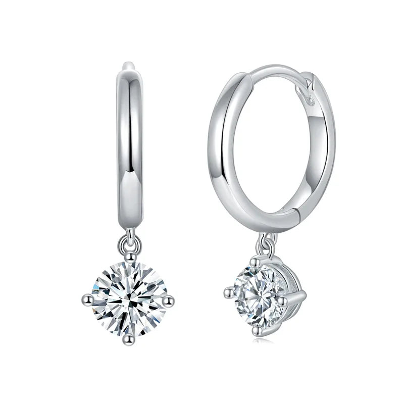 Silver Moissanite Earrings 0.5CT VVS 925 Sterling Silver Flower Moissanite Danging Earrings