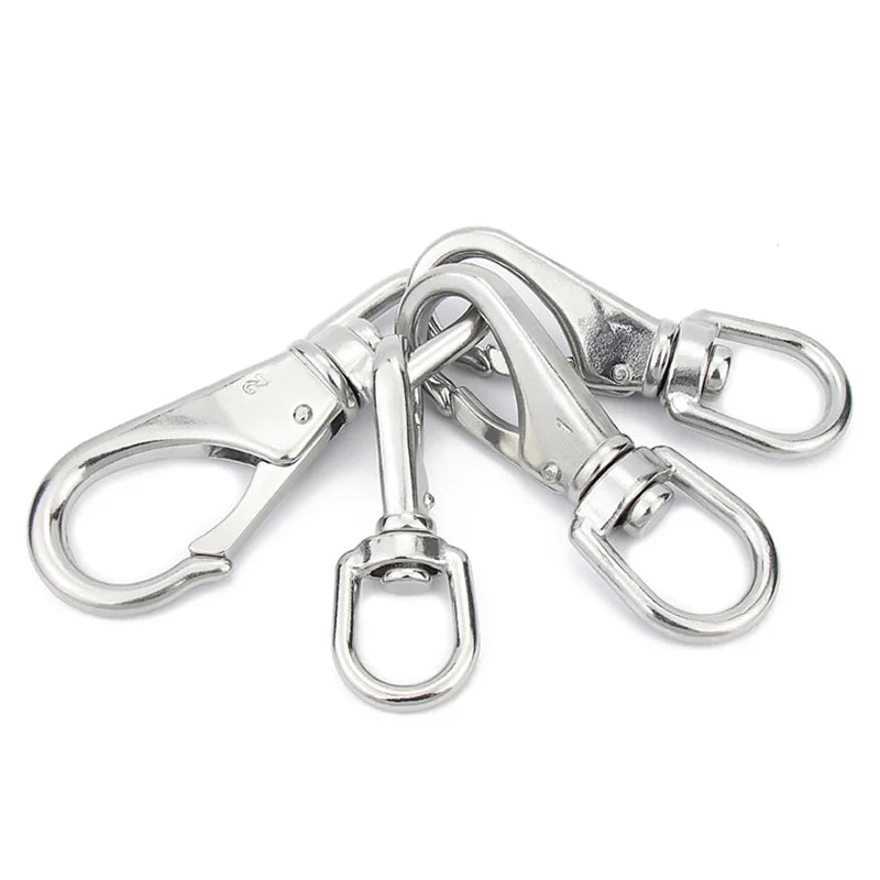 304 Stainless Steel Universal Hook Chain Keychain Rotary Spring Hook Marine Hardware Accessories