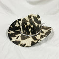 British Retro Style Western Cowboy Hat for Men Custom Size Cow Pattern Frosted Fleece Jazz Hat Wide Brim Mens Cowboy Hat