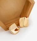 Simple Curved Square Button Earrings 18K Gold Plated Brass Fashion Stud Earrings for Women