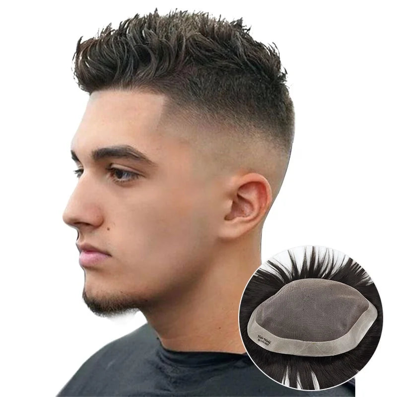 Qingdao Factory in Stock Durable Toupee for Men Mono NPU Men Hair System with Indian Remy Hair Lifespan Last More Than 12 Months