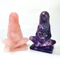Wholesale Natural Crystal Rose Quartz Lepidolite Art Goddess Statue Pachamama Mother of the Earth