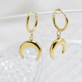 HIH Wholesale Minimalism Jewelry 14K Gold Stainless Steel Horn Moon Charm Earrings Women