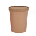 12 oz Kraft Compostable Paper Food Cup with Vented Lid - Brown Rolled Rim Storage Bucket Hot or Cold Dish
