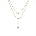 Hot Selling Stainless Steel Waterproof Women 18k Trendy Minimalist Design Double Layered Bead Necklace