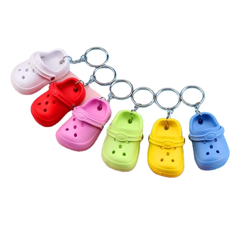 Cartoon Cute Small Slippers Keychain PVC Plastic Keychain Car Backpack Pendant Cross-Border Manufacturers' Wholesale Small Gift