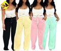 2025 Summer New Fashion Design Label Women's Sports Tank Top+ High Waist Drawstring Wide Leg Pants Set Sports 2 Piece Outfits