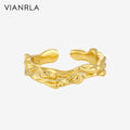 VIANRLA 925 Sterling Silver Jewelry Hammer Pattern Shape Minimalism Style 18K Gold Ring Support Drop Shipping Daily Jewelry
