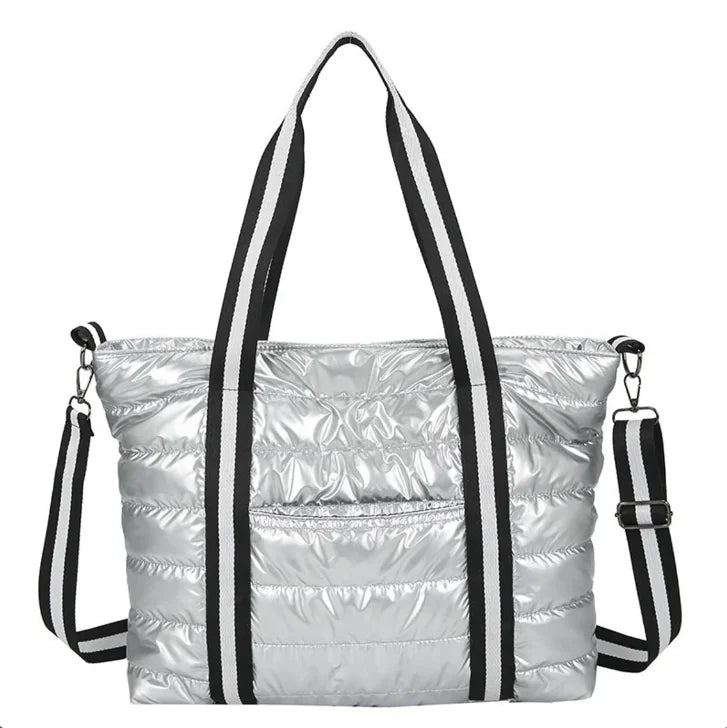 Winter Fashion Puffer Tote Bag for Women Large Capacity Custom Logo Embroidery with Thread Pattern