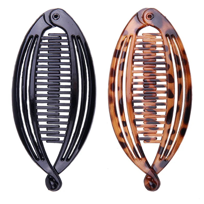AA00195 Wholesale Large Banana Clip Tortoiseshell Hair Clip Lady Ponytail Clips Fish Shape