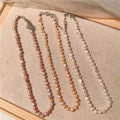 Women Girls Elegant Fashion Jewelry Irregular White Pink Long Natural Freshwater Pearl Necklace