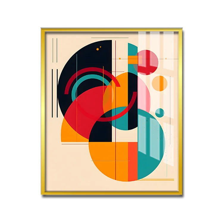 High Definition Abstract Geometric Pattern Crystal Porcelain  Painting Wall Art Frame for Home Decoration