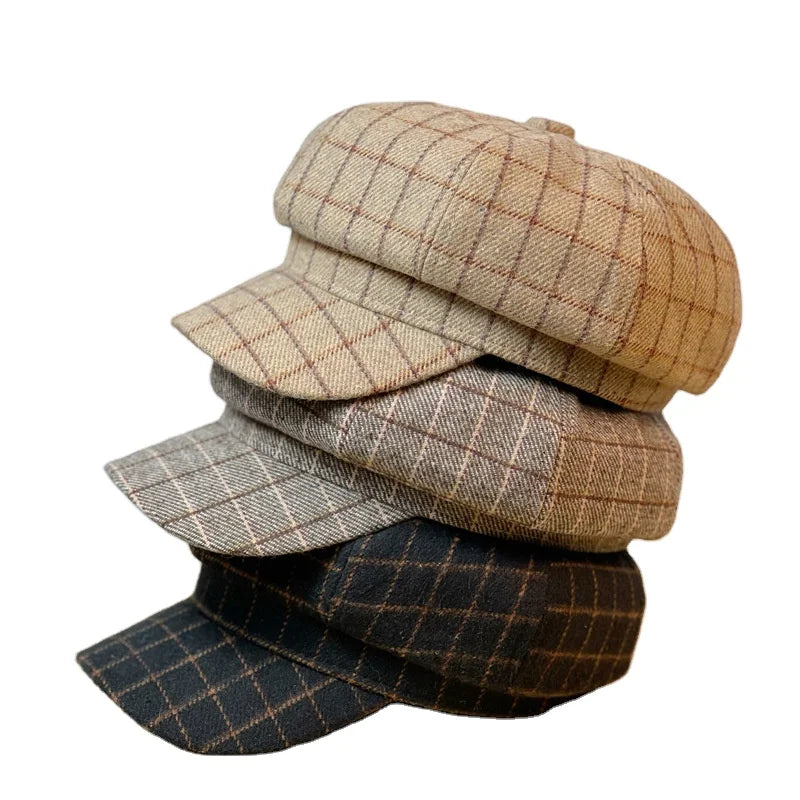 Women Beret Newsboy Hat French Woolen Cap Classic Autumn Spring Winter Octagon Hat