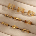 Wholesale Luxury Adjustable Mix Design Rings Vintage Stainless Steel Hollowed Out Finger Rings for Women Men