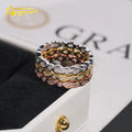 VVS Moissanite Pear Mixed Round Bezel Band Engagement Ring Gold Plated 18K 925 Sterling Silver Rings