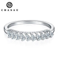 GRA Certificated Pass Diamond test Pear Cut Moissanite S925 Sterling Silver Wedding Engagement Half Eternity Band Rings