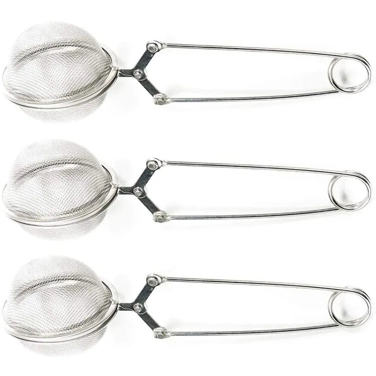 Snap Ball Tea Strainer with Handle Stainless Steel Strainer for Loose Leaf Tea and Mulling Spices Pincer Tea Infuser Filter Tong
