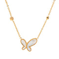Waterproof Butterfly Pendant Necklace 18K Gold Plated Shell Zircon Material Jewelry for Gift