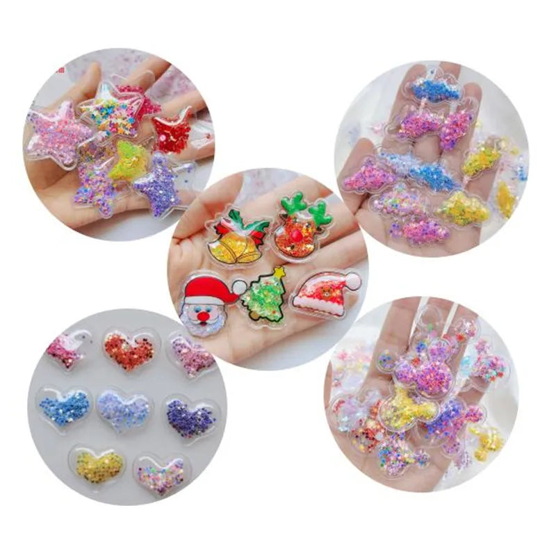 Quicksand Sequins Shakers Patch Glitter Cloud Mouse Head Cat Star Heart Plastic Sequins Fillers Fit Key Ring Hair Ornament