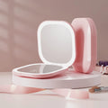 Custom Logo Travel Folding Cosmetic Hand Compact Pocket Mirror With Led Light Small Mini Hand Held Makeup Led Mirrors