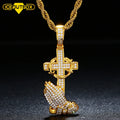 Urban Jewelry Hip Hop AAA CZ Gold  Cross Charm Pendant Necklace 18k Gold Plated Jewelry