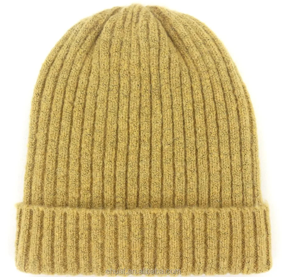 Warm Ski Adult Men Women Knitted Roll up Good Quality Thick Acrylic  Winter Cuff Beanie Thick Winter Beanie