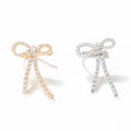 Trendy Women's Copper Ear Clip with Zircon Inlaid Bow Knot Beautiful Jewelry for Weddings Parties Gifts and Engagements