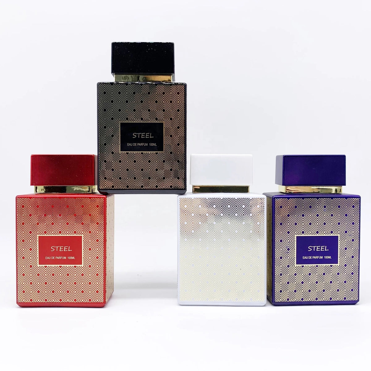 100ml Men's Luxury Glass Perfume Bottle Screw Cap Screen Printed Rectangle Shape Reed Diffuser Box Included-Wholesale Packaging