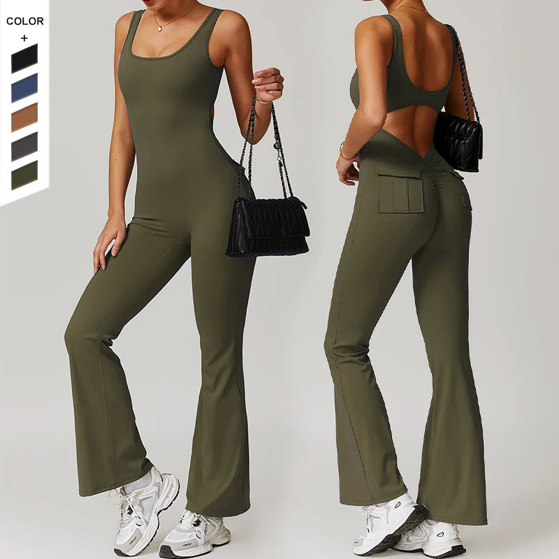 Kable Women's Sports Bodysuit Jumpsuit New Wholesale Tight Elasticity Seamless Yoga Fit Running Jumpsuit Tank Top Leggings