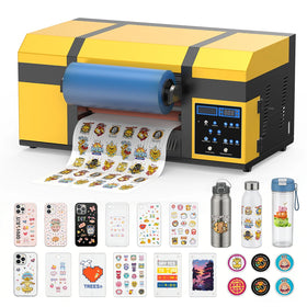 Small UV DTF Roller Sticker Printer for Any Irregularly Shaped Cup Bottle With Laminating Machine 2in1 A/B Film Transfer