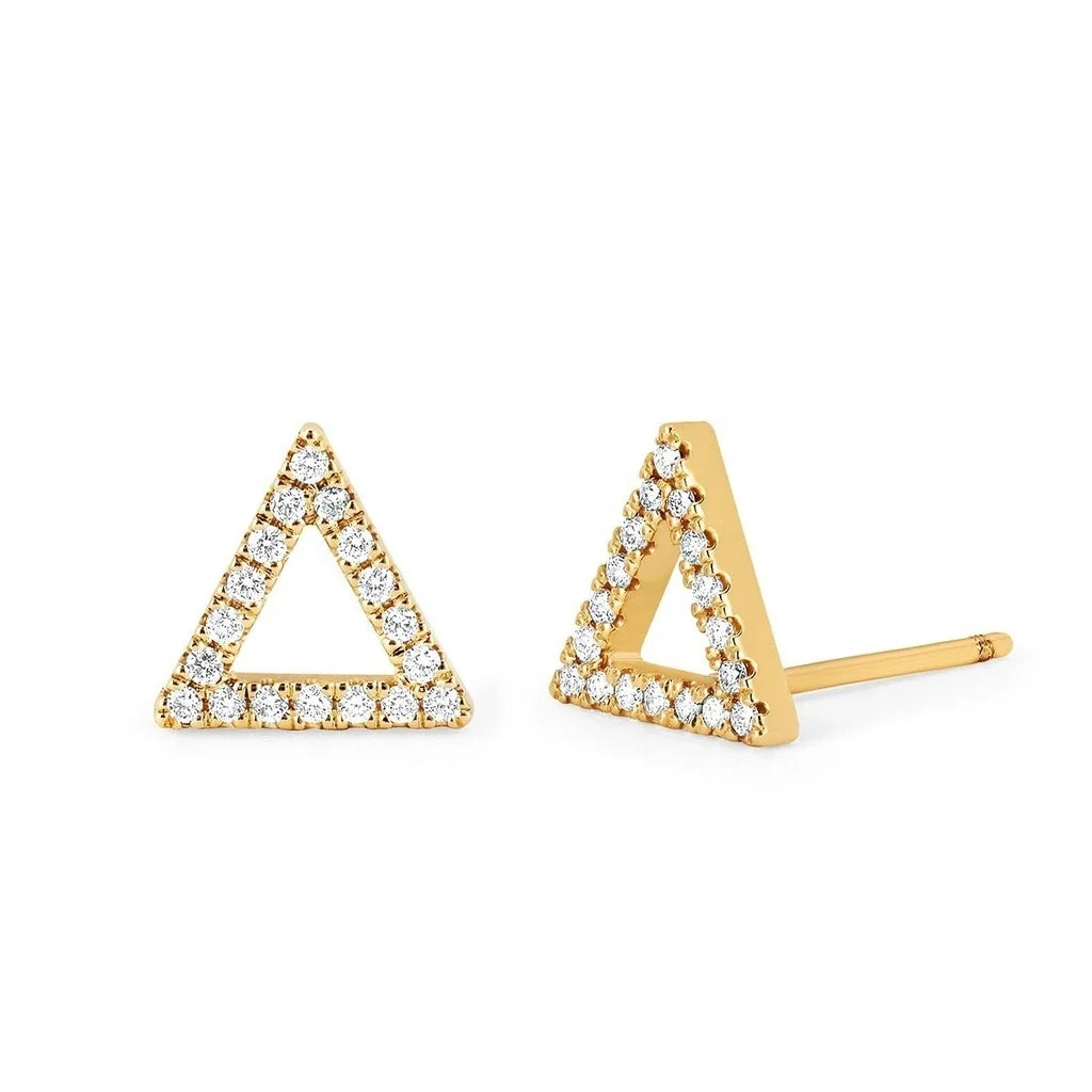 LOZRUNVE Simple Pave Geometric Triangle Studs Earrings 925 Silver Gold Jewelry