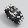 Wholesale Unique Personalized Two Rose Punk Rock Stud Leather Bracelet