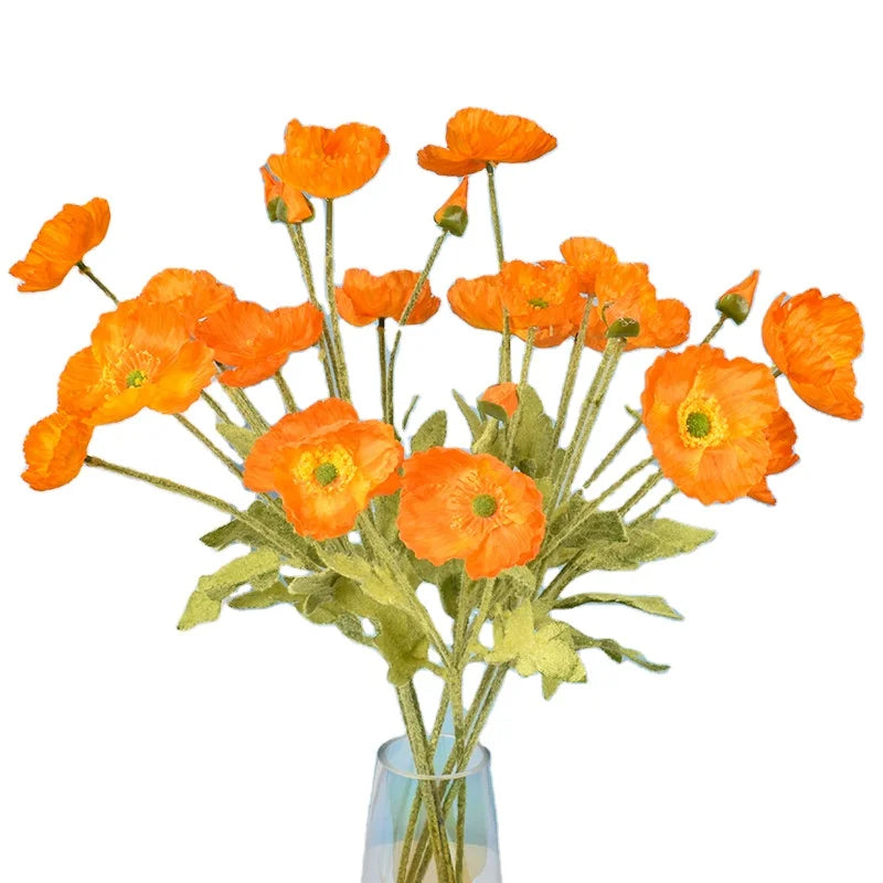 High Quality Silk Artificial Flowers Poppy for Home Decor