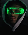 LED Sunglasses for Hip Hop Fashion and Cyberpunk Cosplay with Luminous Shield Frame and Futuristic Tech Design for Party KV-S850 MegaBDM