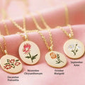 2023 New Dainty Colorful Birth Flower Necklace Flora Collection Poppy Pendant Enamel Trendy Women's Charms Jewelry Wedding Party