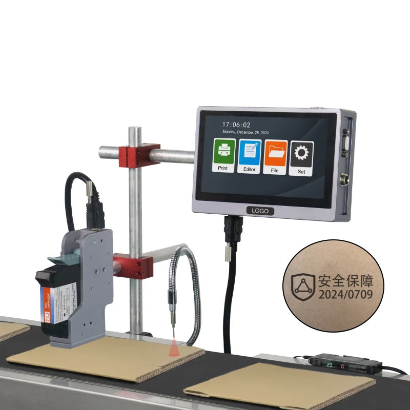 Industrial Continuous Inkjet Printer Machine High Resolution Touch Screen Online 25.4mm Date Bottles Label Cardboard Printer