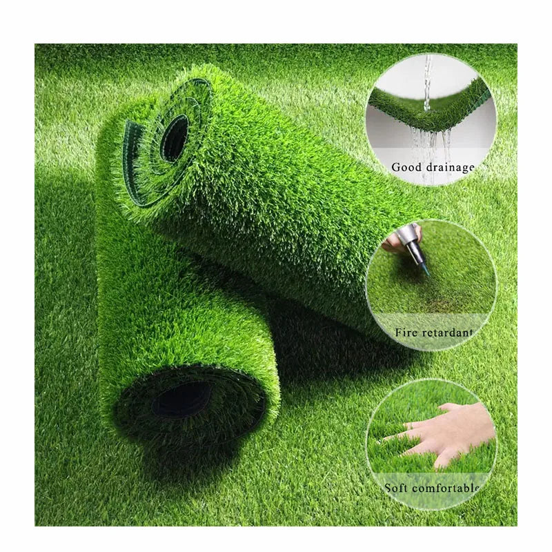 Chinese Realistic Artificial Grass Turf Indoor Outdoor Garden Landscape PP+PE 15-60mm Pile Height 3 Tone Green 5-8 Year Warranty
