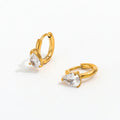 JOOLIM Jewelry High End 18K Gold Plated Water Drop Zirconia Huggie Hoop Stainless Steel Earrings Fashion Jewelry