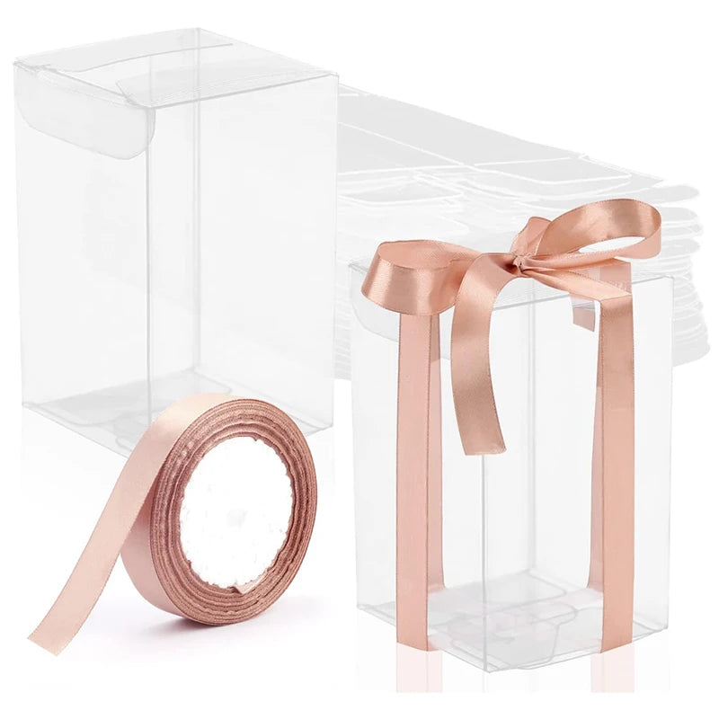 Customized PET Cake Dessert Clear Plastic Packaging Box High Transparent Rectangular Recycle Folding Gift Candy Box for Wedding