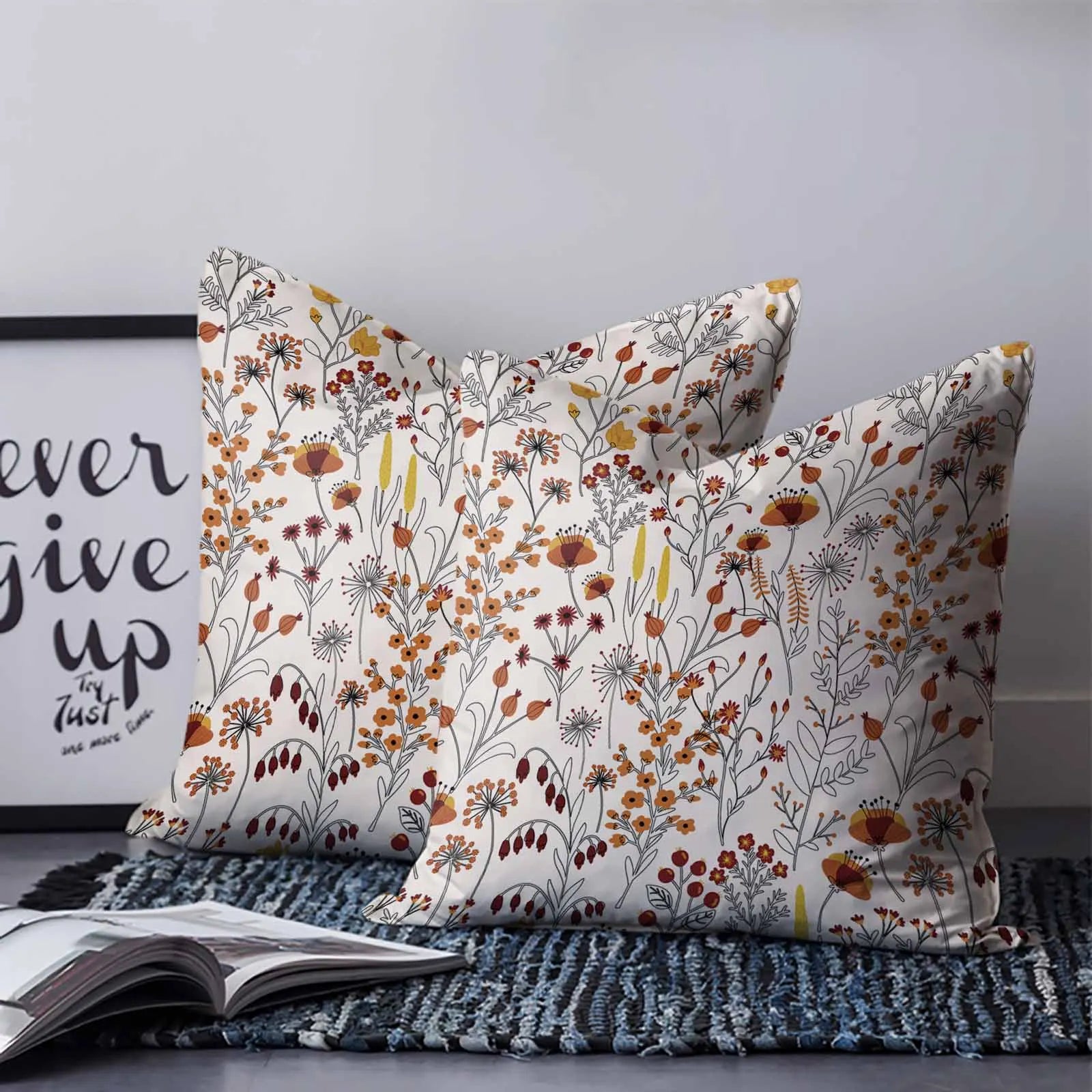 New Design  Boho Flowers Home Sofa Decor Sublimation Pillow Cover Customized Linen Cushion Cover for Home