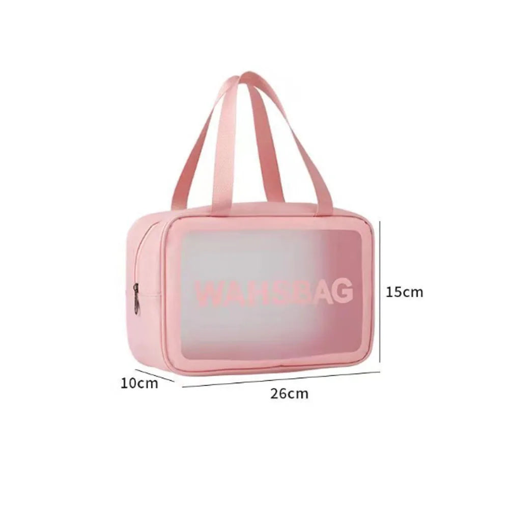 Pvc clear Black White and pink Waterproof Cosmetic Wash Bag Makeup Bags for Travel 26x15x10cm Hand-held