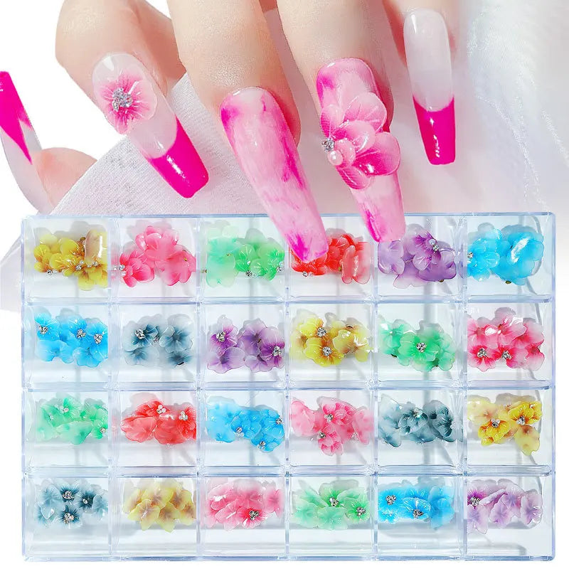 Eco-friendly Nail Decoration 5D Embossed Flower Nail Art Stickers Best Quality New Colorful Nail Art Flower