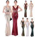 19025 # Chic Position Embroidery Sequin Party Dresses Women Elegant Sleeveless Long Evening Dresses Women Prom Mermaid Dresses