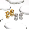 Floral Hoop Earrings for Women Fashionable Stainless Steel Jewelry Set with Gold Plating and Diamond Wholesale Stud Earrings