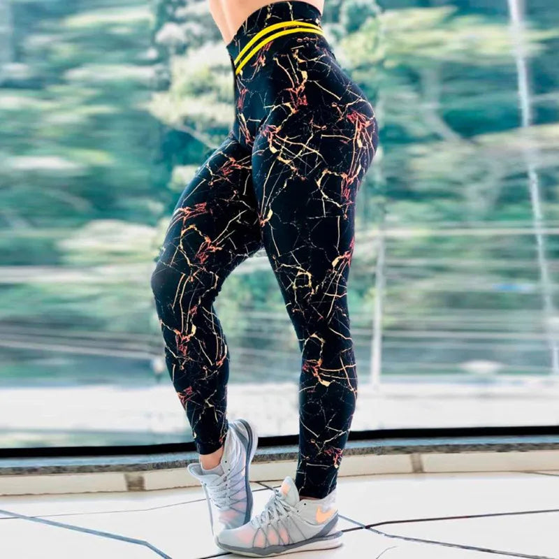 2022 Hot Selling Women's Yoga Pants Marble Print Yoga Sports Breathable Slim Leggings Fitness Trend Yoga Pants