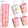 Team Bride and Bride to Be Plastic Beaded Bridal Shot Glass Necklace with Gold Foil for Bachelorette Party Necklace SPT002