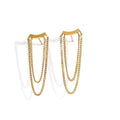 Wholesale 18K Gold Stainless Steel Multi Layer Long Tassel Chain Stud Earrings for Women