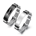 Men's Titanium Stainless Steel Personalized ID Engraving Wristband Father's Day Gift Silicone Armband Bracelet Watchband