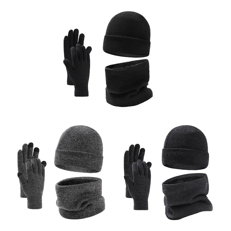 Cheap Custom Winter Hat and Glove Set Soft Touch 100% Acrylic Beanie Knitted Hat Scarf Set